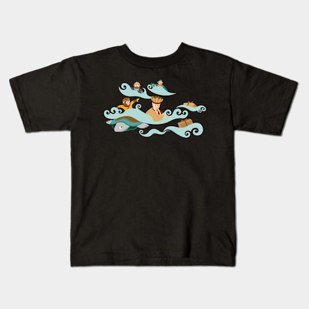 Pilgrims in the River Kids T-Shirt by Shanezhong